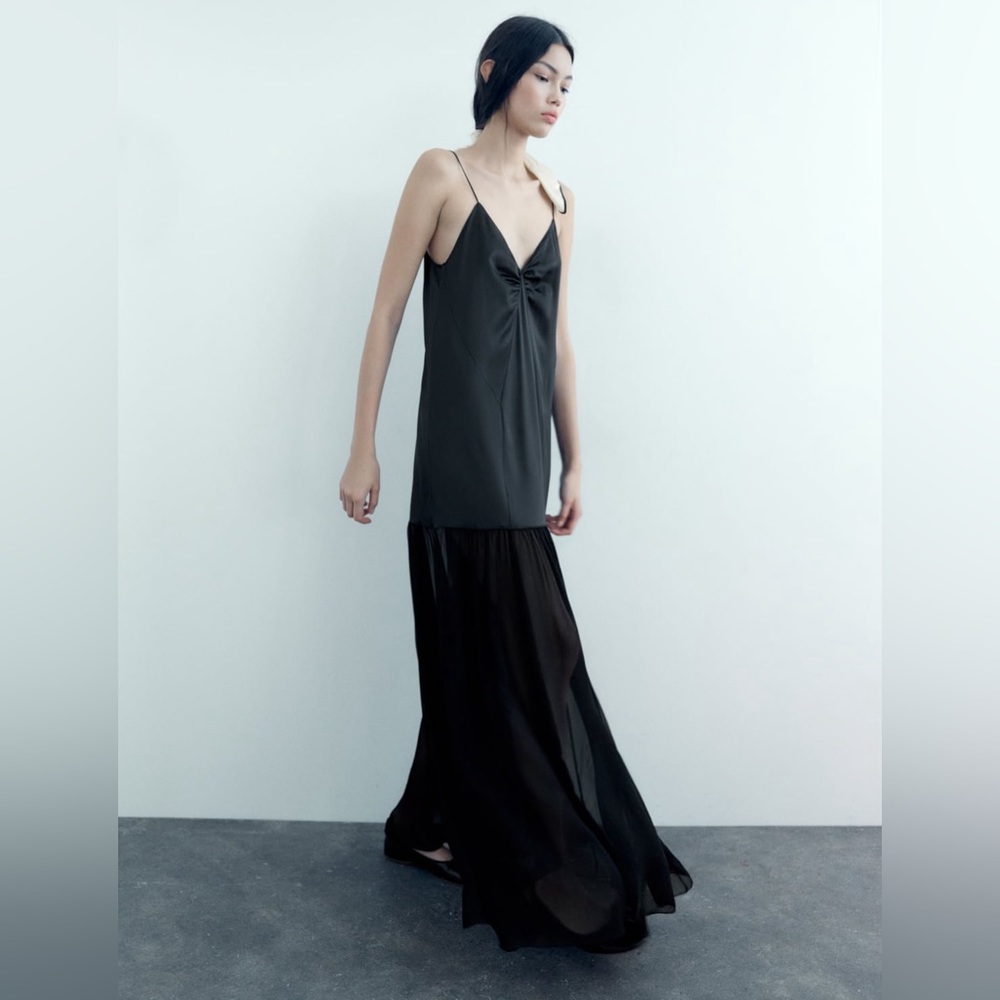 Long silk dress black